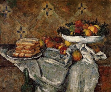 Paul Cezanne Painting - Compotier y plato de galletas Paul Cezanne